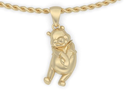 pooh pendant silver gold print art jewelry pendants printable design cartoon cute print3d winnie lion toon animals toy miniatures 3d print model - Mito3D