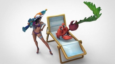 pool party caitlyn - league of legends action figure champion statue online game toy lol poolparty skin actionfigure 3d 3dprint model hero sculpture games toys 3d print model - Mito3D