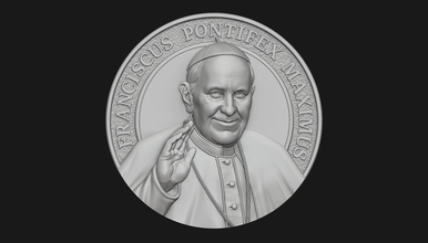 papa francis madalyon 2 francesco baba franciscus kilise hıristiyanlık havari tanrı isa bas rahatlama cnc vesika takı mücevher kolye sanat heykeller 3d print model - Mito3D