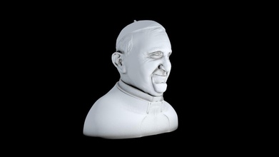 pape Francis sculpture statue profil portrait art monochrome tête visage sculptures 3d print model - Mito3D