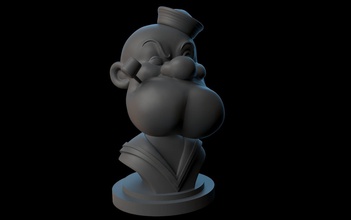 popeye bust of cartoon character toon cartoony characters comic printable classic games toys 3d print model - Mito3D