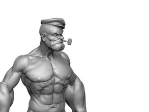 popeye denizci adam 3d Yazdır stl yazdırılabilir 8bit dendy oyun 3dprint heykelcik heykel ıspanak video yüksük tiyatro oyunlar oyuncaklar 3d print model - Mito3D