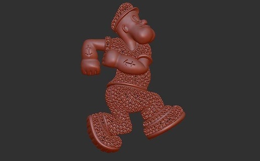 popeye marin zbrush personnage 3d imprimable art bijoux sculpture statue argent or anatomie colliers pendentifs 3d print model - Mito3D