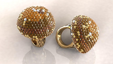 porcini fungo squillare natura gioielleria gioiello moda oro argento sterlina grande autunno foresta anelli spianare Marrone diamanti 3d print model - Mito3D