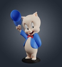 gordo cerdo chiflados melodías dibujos animados lindo imprimible miniatura juguete 3d tv niños personaje coleccionable minúsculo estatua arte juguetes juegos 3d print model - Mito3D