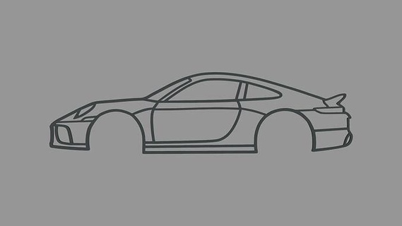Porsche 911 2023 mur silhouette parchemin décoration style voiture sport signe 2d logo ornement murale intérieur art déco Allemagne véhicule maison décor 3d print model - Mito3D