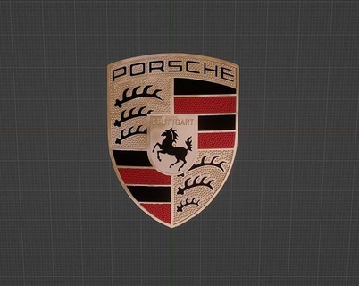 porsche badge 3d printable crest logo emblem symbol models car gold vehicle stuttgart horse hobby diy automotive 3d print model - Mito3D