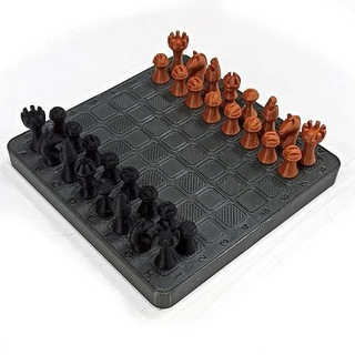 portátil xadrez jogos plano jogo plástico penhor Projeto rainha cavaleiro borda bispo cavalo brinquedos 3d print model - Mito3D