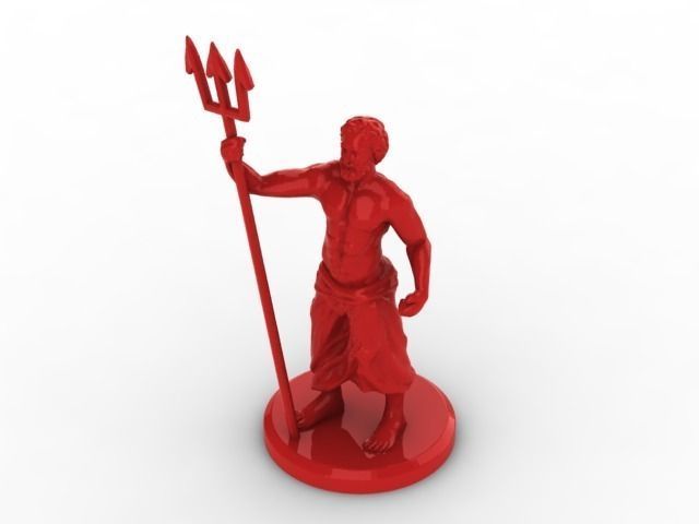 poséidon figurine of déité portant lance statue impression imprimable rhinocéros jeux jouets 3D print model - Mito3D