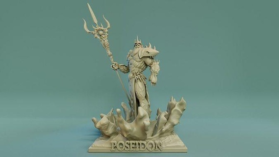 Poseidon 3d impressão stl estátua homem segurando espada mitologia Odisseu odisse assassinos credo mito grego mar oceano arte esculturas 3d print model - Mito3D