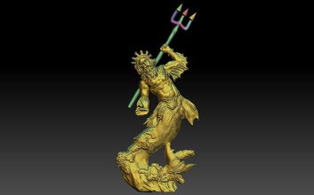 poseidon merman skulptur statue zahl sitzend meer spiele spielzeuge spiel zubehör 3d print model - Mito3D