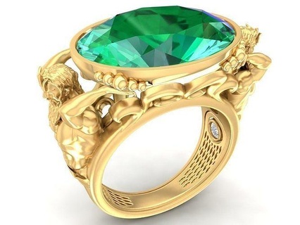 Poséidon bague mythologie 2878 bijoux mode accessoires or diamant Nouveau conception anneaux 3d print model - Mito3D