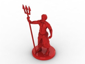 poseidon figurine of deity holding spear statue print printable rhino games toys 3d print model - Mito3D
