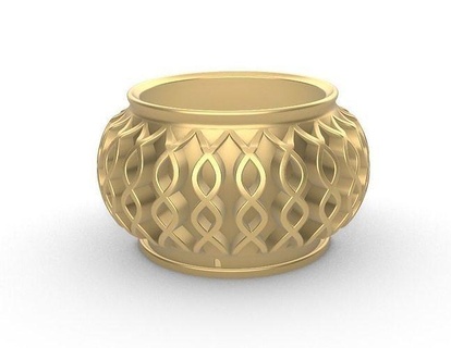 potted succulent plants gold design luxury decoration pottery clay empty antique retro container jewelry silver printable diamond rings interior house decor 3d print model - Mito3D