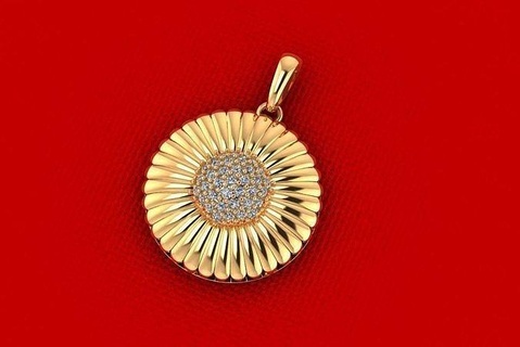 ppd-186-dia sunflower pendant jewelry gold flower symbol nature plant necklace art pendants 3d print model - Mito3D
