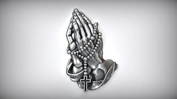 pray hand holy rosary cross christian catholic amulet hands praying religion prayer sacred hope cnc milling printable jewelry stl j3ds gold silver pendants 3d print model - Mito3D