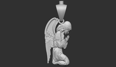 praying angel necklace pendant jewel jewellery printable wings fly flight jewelry pray silver wing necklaces 3d print model - Mito3D
