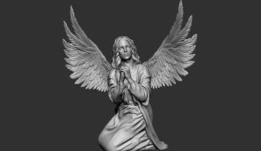 prier ange pierre tombale bijou Collier Mémorial statue cnc modèle tombe cimetière religion ailes aile art sculptures 3d print model - Mito3D