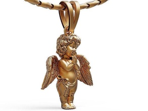 praying baby angel pendant pray gift figure art statue jesu christian bible religiou wings necklace jewelry pendants gold statuette object 3d print model - Mito3D