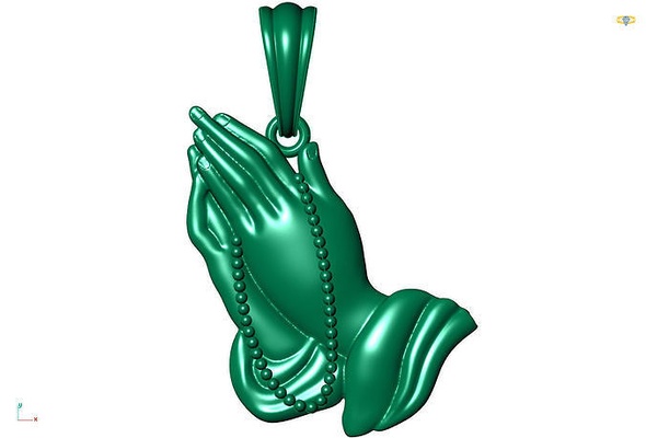 prier main pendentif bijoux or impression 3d goujat rhinocéros zbrush matrice charme pendentifs 3d print model - Mito3D