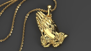 praying hands gold silver printable jewellery platinum white yellow pendant pray blessing jewelry pendants 3d print model - Mito3D