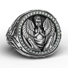 praying hands angle baby signet ring jesus gents heavy lion singet christ wings filigree sculpting shield 3dprinted enamel latin calligraphy jewelry rings 3d print model - Mito3D