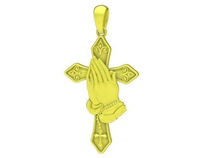 praying hands cross men pendant 4205 jewelry fashion accessories gold diamond man new design fengshui pendants 3d print model - Mito3D