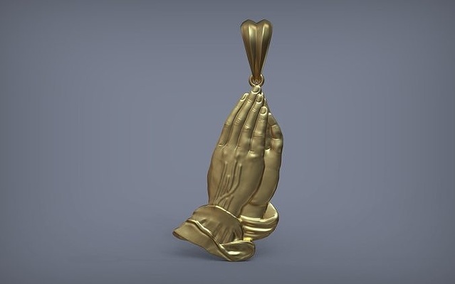 praying hands pendant bas-relief prayer fingers christianity church catholic orthodox faith jewelry jewellery printable christ religiou silver hand cathedral pendants brilliant religion 3d print model - Mito3D