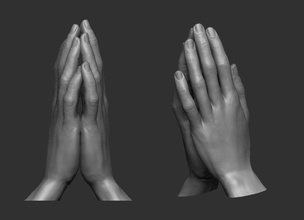 praying hands hand prayer fingers extremities body anatomy human art sculptures religiou object rosary 3d print model - Mito3D