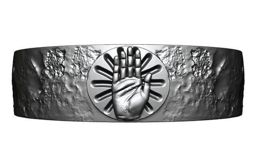 Prediger Hand Ring Silber Erleuchtung Religion Strahlen Design Schmuck Anatomie Kreis Sonne Zubehörteil Ringe 3d print model - Mito3D
