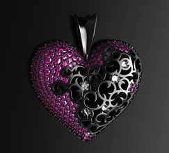 precious heart pendant jewel silver gold sterling youth love gems romance design jewelry necklace valentine pendants 3d print model - Mito3D