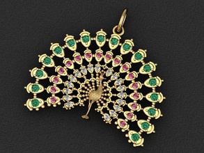 precious peacock jewelry pendant girls colored stones 3d model various models pendants 3d print model - Mito3D