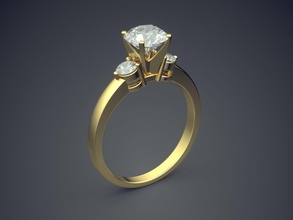 precious simple engagement ring small diamonds jewelry gold jewel jewellery rings wedding diamond brilliant cad gem platinum printable silver detail design 3d print model - Mito3D