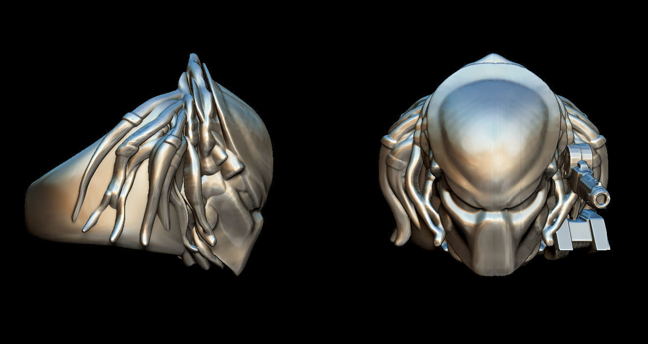 prédateur bague extraterrestre argent film étoile guerres miniature monstre collectionner tueur créature bête drone bijoux anneaux déprédateur plata oro motard 3D print model - Mito3D