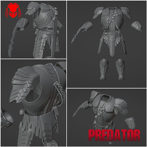 predator armor set cosplay chest shoulder knee bracelet alien xenomorph facehugger body games toys 3D print model - Mito3D