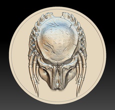 predator head - relief 2017 coin fantastic badges coins art 3d print model - Mito3D