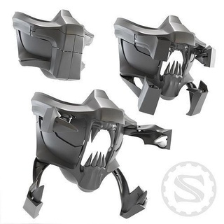 predator inspired mechanized mask fangs mechanism movable halloween half alien fighter cosplay wearable diy fanmade movie games toys 3d print model - Mito3D