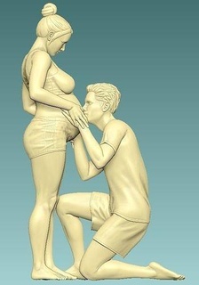 grávida casal impressão 3d modelo gravidez decoração casa amar família bebê esposa marido coração beijando ajoelhando genuflexão dando 3d print model - Mito3D