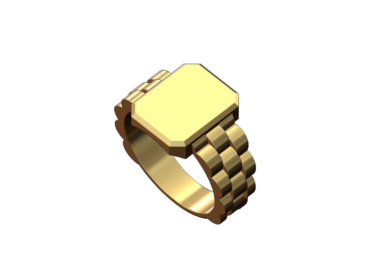 presidentail link rectangular tag signet ring us size 6to10 jewelry printable gold silver jewellery luxury engraving initals engravable presidential watch rolex bling rings 3D print model - Mito3D