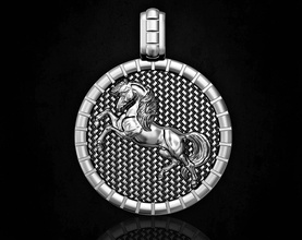 pretty horse pendant 3d printable jewelry pendants gold silver platinum sterling women men relief animal mare riding trace 3d print model - Mito3D