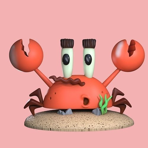 primitivo krabs desenho animado personagem toon fofa modelos Bob Esponja nickelodeon engraçado 3dprinting animal mar praia natureza arte esculturas 3D print model - Mito3D