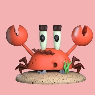 primitivo krabs desenho animado personagem toon fofa modelos Bob Esponja nickelodeon engraçado 3dprinting animal mar praia natureza arte esculturas 3d print model - Mito3D