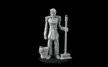 prince figure holding broom bucket princesses angry princess queen fairy tale tail cleaning nice blood bowl fantasy football team print play supported presupported games toys 3d print model - Mito3D
