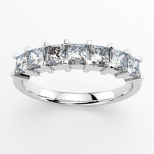 princess-cut 7 diamanti anello gioielli taglio princess diamante anniversario zaffiro ruby gemma anelli 3d print model - Mito3D