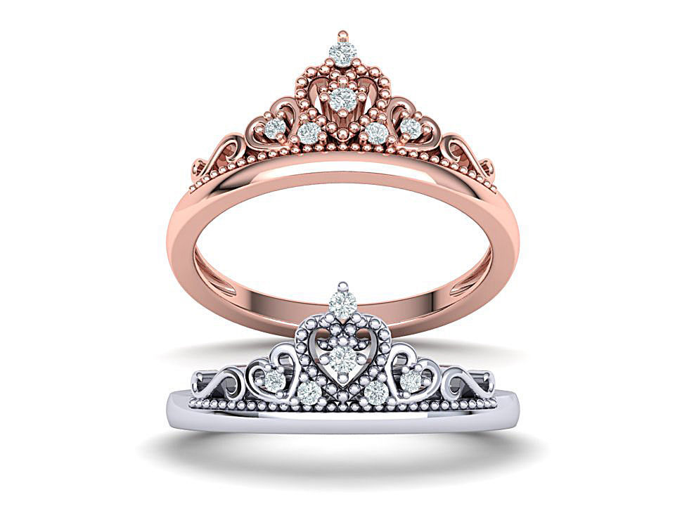principessa corona squillare tiara 3dmodel n10372 gioielleria 3dring uniti d'america canada europa israele trasparente stampabile diamante signora ringforher regina royalty anelli 3D print model - Mito3D