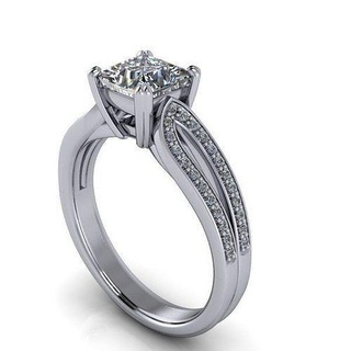 Princesa cortar nupcial anel banda joalheria diamante argolas Casamento noivado 3d print model - Mito3D