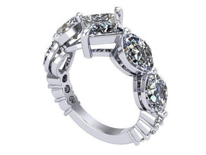Principessa tagliare diamante gruppo musicale d'oro argento gioielleria squillare anelli 3d print model - Mito3D