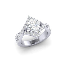 taglio princess anelli di fidanzamento con diamante gioielli principessa cut anello diamanti brillante argento stampabile gemma la sterlina 3d print model - Mito3D
