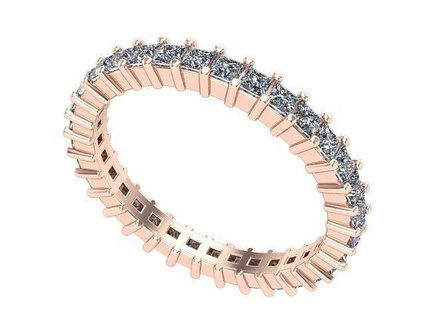 princess cut diamond eternity band diamonds golden silver jewelry ring band rings  3d print model - Mito3D