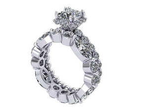 prenses kesmek elmaslar nişan yüzük elmas altın gümüş takı yüzükler 3d print model - Mito3D